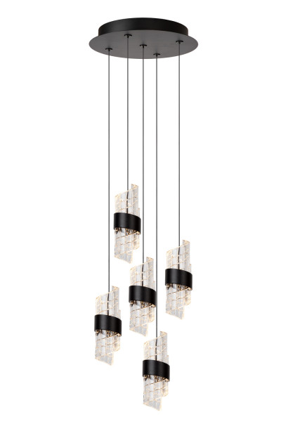 Lucide KLIGANDE LED Pendelleuchten 5-fach 8W dimmbar Warmweiss Modern Schwarz 70-150cm 13496/36/30