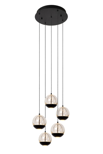 Lucide SENTUBAL LED Pendelleuchten 5-fach 5,2W dimmbar Warmweiss Modern Schwarz 70-150cm 13498/24/30