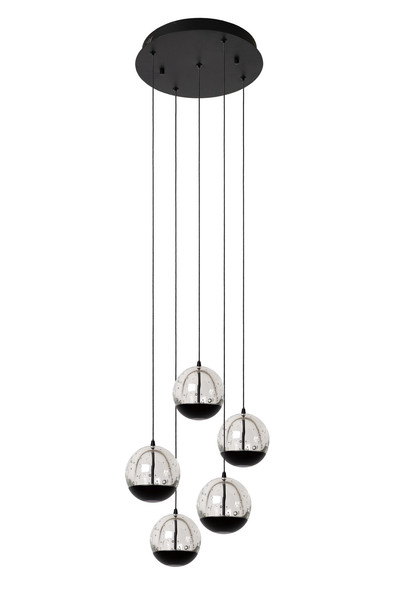 Lucide SENTUBAL LED Pendelleuchten 5-fach 5,2W dimmbar Warmweiss Modern Schwarz 70-150cm 13498/24/30