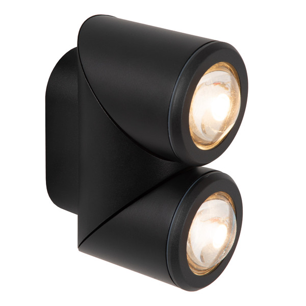 Lucide ERIN LED Wandstrahler 2-fach 5W IP65 Warmweiss Modern Schwarz 15820/10/30