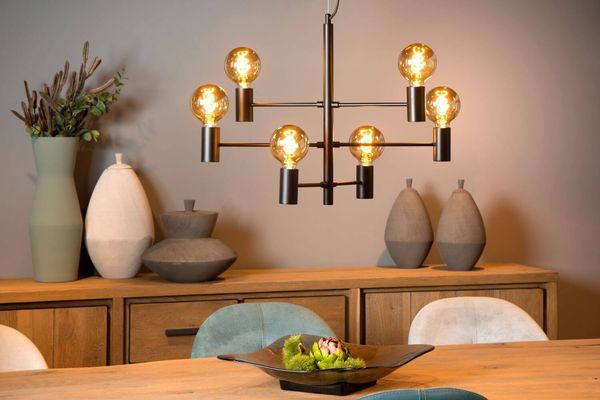 Lucide LEANNE Pendelleuchte 6x E27 Schwarz 21421/06/30