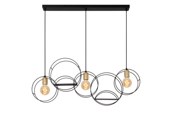 Lucide CIRCLE E27 Pendelleuchten 3-fach Vintage Schwarz 60-160cm 21425/03/30