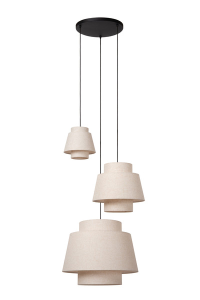Lucide TRIBUTE E27 Pendelleuchten 3-fach Landhausstil Beige 120-350cm 21435/13/38