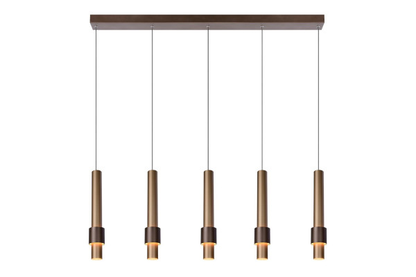 Lucide MARGARY LED Pendelleuchte 5x 4,2W dimmbar Kaffee, Mattes Gold, Messing 90Ra 24402/30/96