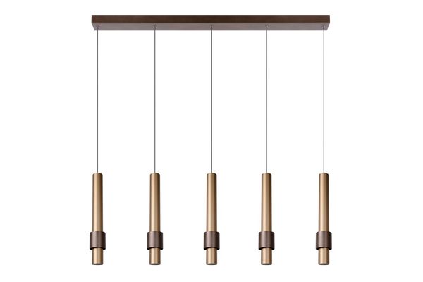 Lucide MARGARY LED Pendelleuchte 5x 4,2W dimmbar Kaffee, Mattes Gold, Messing 90Ra 24402/30/96