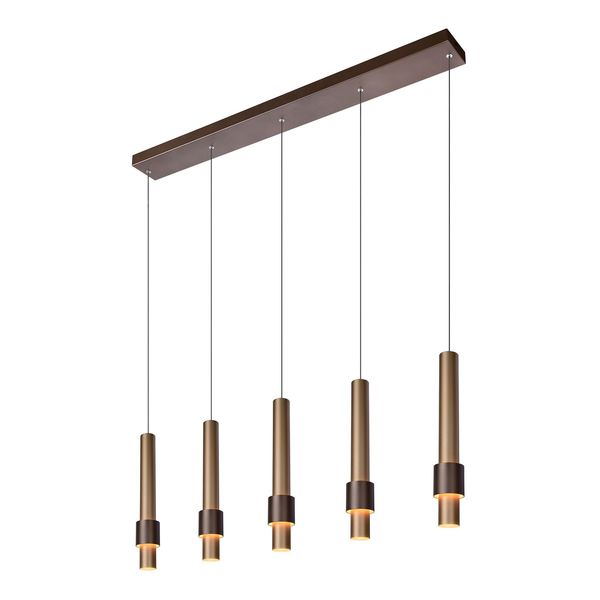 Lucide MARGARY LED Pendelleuchte 5x 4,2W dimmbar Kaffee, Mattes Gold, Messing 90Ra 24402/30/96