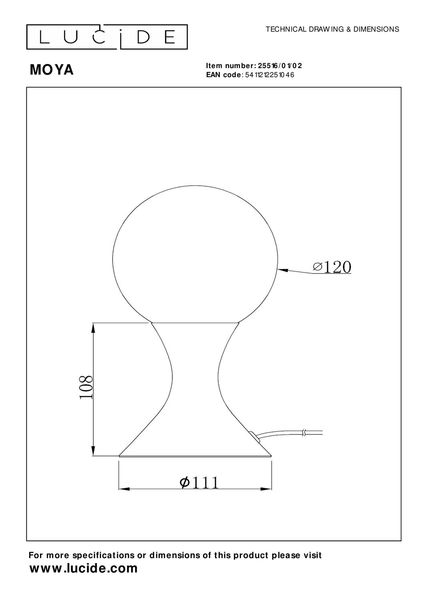 Lucide MOYA Tischlampe G9 Mattes Gold, Messing, Opal 25516/01/02