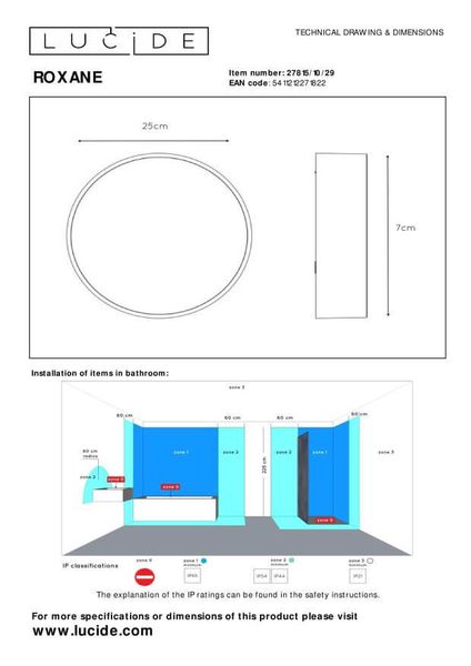 Lucide ROXANE LED Deckenleuchte 10W Anthrazit IP65 27815/10/29