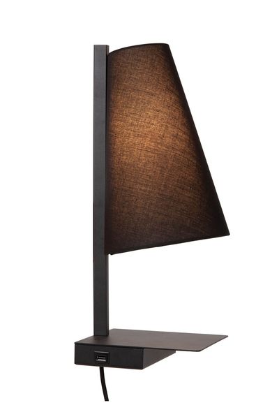 Lucide GREGORY Wandleuchte E27 USB Aufladung Schwarz 30295/01/30