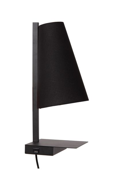 Lucide GREGORY Wandleuchte E27 USB Aufladung Schwarz 30295/01/30