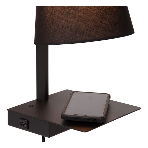 Lucide GREGORY Wandleuchte E27 USB Aufladung Schwarz 30295/01/30