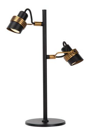 Lucide TUNDRAN Tischlampe 2x GU10 360° drehbar Schwarz, Mattes Gold, Messing 34544/02/30