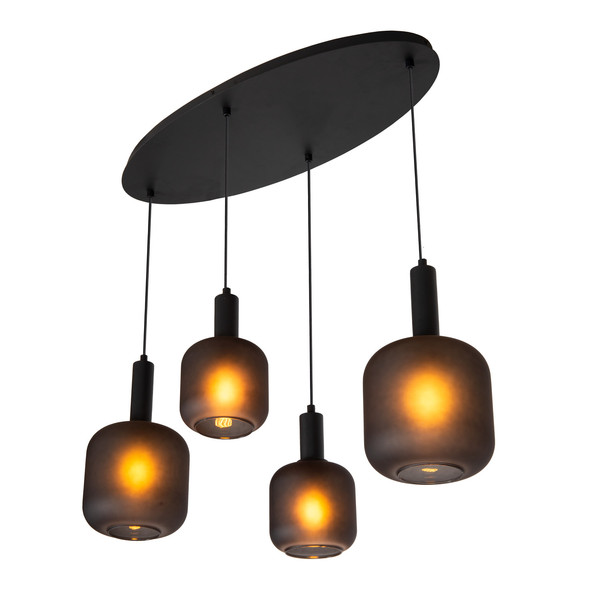 Lucide ELOISE MULTI PENDEL E27 Pendelleuchten 4-fach Modern Schwarz 70-150cm 45405/04/30