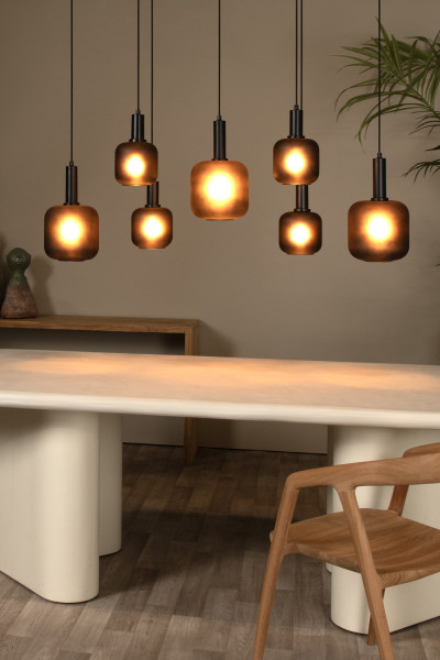 Lucide ELOISE MULTI PENDEL E27 Pendelleuchten 7-fach Modern Schwarz 70-150cm 45405/07/30
