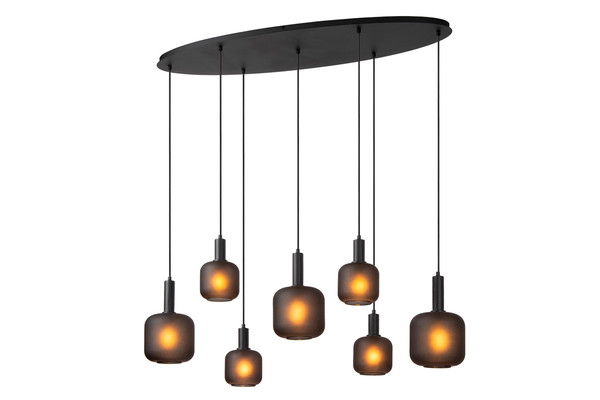 Lucide ELOISE MULTI PENDEL E27 Pendelleuchten 7-fach Modern Schwarz 70-150cm 45405/07/30