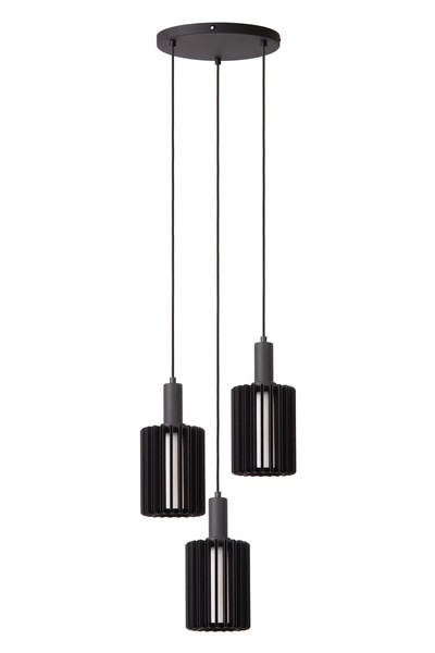 Lucide LAMBRES E27 Pendelleuchten 3-fach Modern Schwarz 70-164cm 45410/13/30