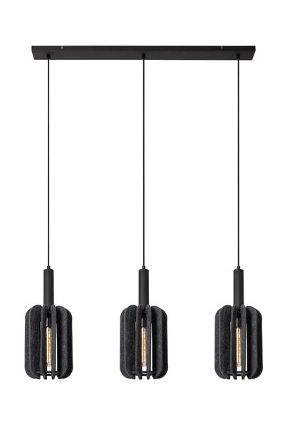 Lucide RAFAL Pendelleuchte 3x E27 Grau, Schwarz 45492/03/36