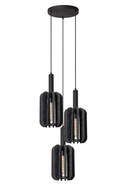 Lucide RAFAL Pendelleuchte 3x E27 Grau, Schwarz 45492/13/36