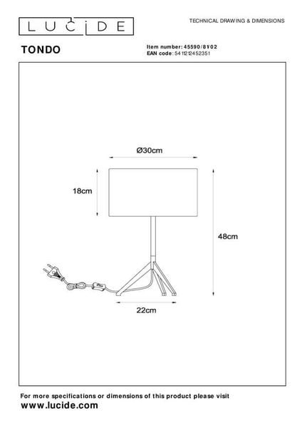 Lucide TONDO Tischlampe E27 Mattes Gold, Messing, Schwarz 45590/81/02