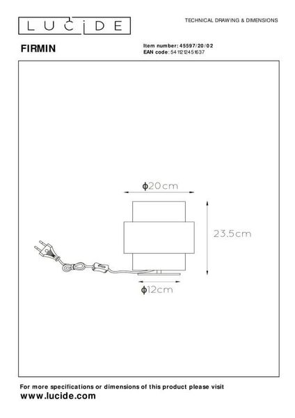 Lucide FIRMIN Tischlampe E27 Mattes Gold, Messing, Opal 45597/20/02