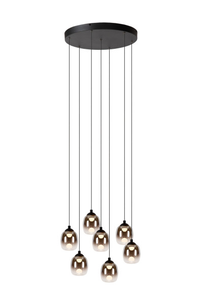 Lucide TAMINO LED Pendelleuchten 7-fach 7W dimmbar Warmweiss Modern Schwarz 50-186cm 74419/07/30