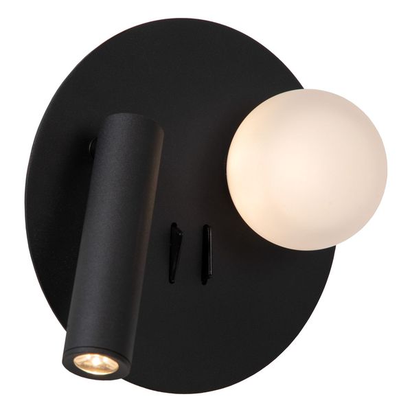 Lucide MATIZ LED Wandleuchte USB Aufladung 3,7W 360° drehbar Schwarz, Opal 77286/02/30