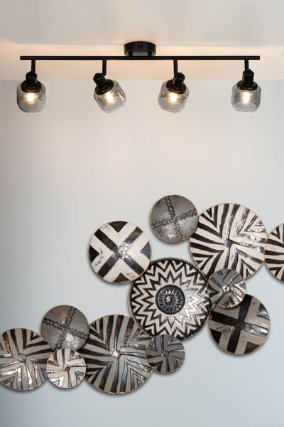 Lucide BJORN Deckenleuchte 4x E14 360° drehbar Schwarz, Rauchfarbe Grau 77979/04/30