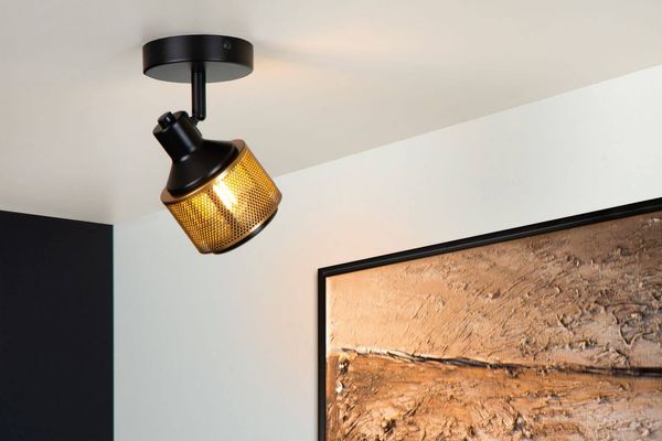 Lucide RAFA Deckenleuchte E14 360° drehbar Schwarz, Mattes Gold, Messing 77980/01/30