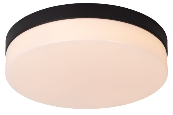 Lucide BISKIT LED Deckenleuchte 18W Schwarz, Opal Sensor IP44 79111/30/30