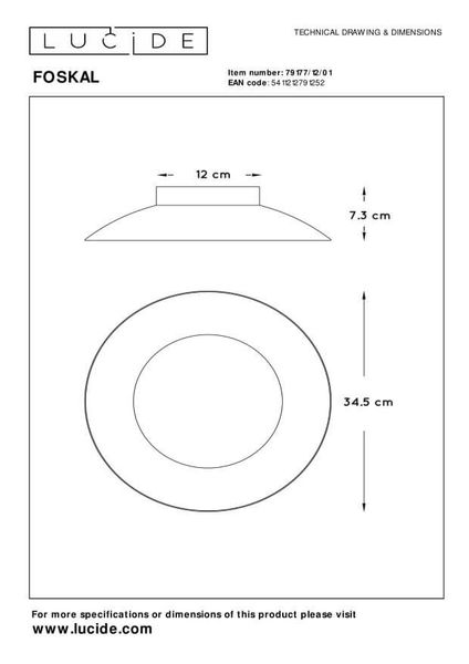 Lucide FOSKAL LED Deckenleuchte 12W Messing 79177/12/01