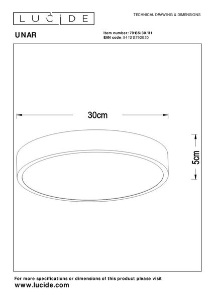 Lucide UNAR LED Deckenleuchte 3-Stufen-Dimmer 18W dimmbar Weiß, Opal 79185/30/31