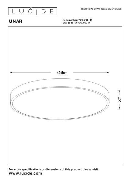 Lucide UNAR LED Deckenleuchte 3-Stufen-Dimmer 36W dimmbar Weiß, Opal 79185/50/31