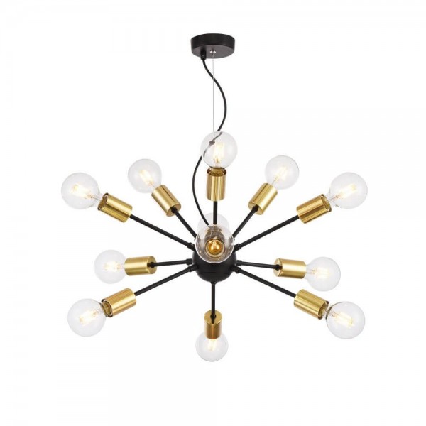 Maytoni Jackson Pendelleuchte, Hängeleuchte 12x E27 Schwarz Gold