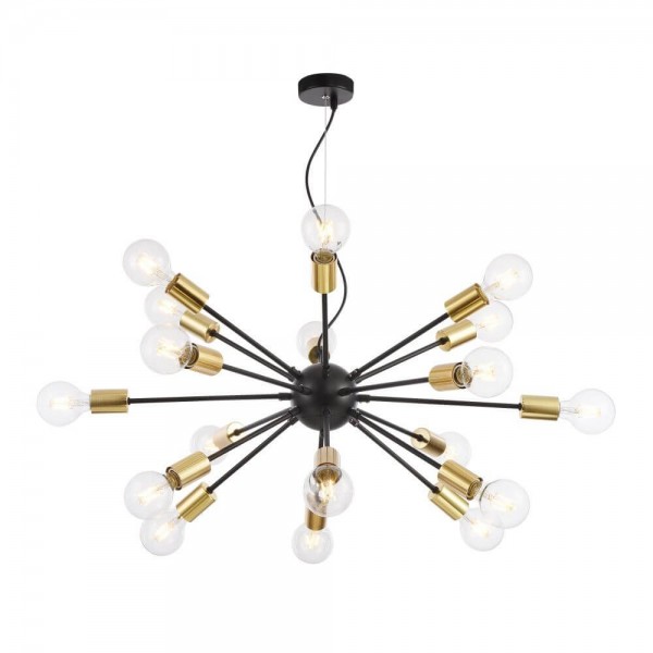 Maytoni Jackson Pendelleuchte, Hängeleuchte 18x E27 Schwarz Gold