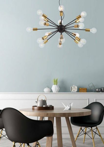 Maytoni Jackson Pendelleuchte, Hängeleuchte 18x E27 Schwarz Gold