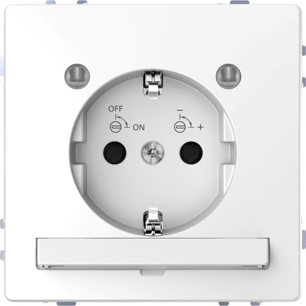 Merten MEG2304-6035 Schutzkontakt-Steckdose mit Lichtauslass und LED-Beleuchtungs-Modul, Berührungsschutz,Steckklemmen, Lotosweiß, System Design