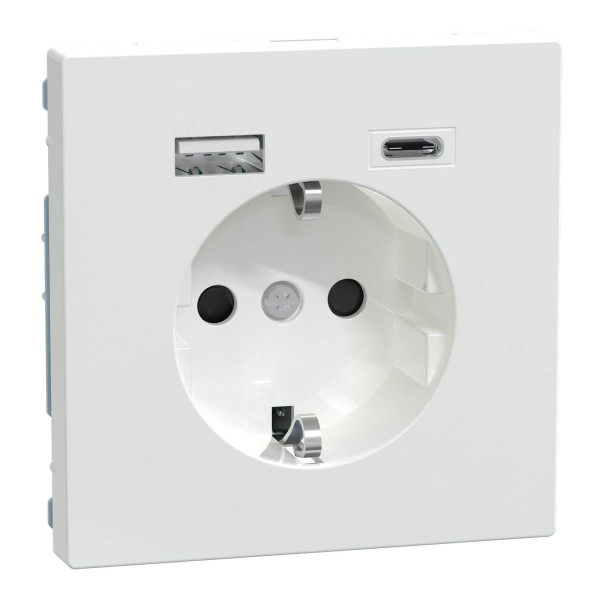 Merten MEG2367-6035 Schutzkontakt Steckdose mit USB Ladegerät, Lotosweiß, System Design