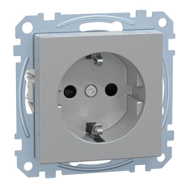 Merten MEG2400-0460 Schutzkontakt-Steckdose, erhöhter Berührungsschutz, Schraub-Liftklemmen, aluminium, System M
