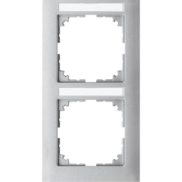 Merten MEG4022-3660 M-Pure-Rahmen, 2fach mit Beschriftungsträger, senkrecht aluminium,