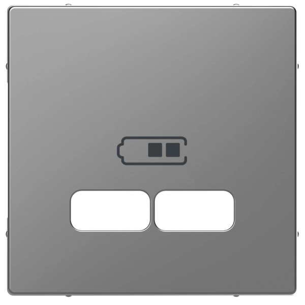 Merten MEG4367-6036 Zentralplatte für USB Ladestation-Einsatz, Edelstahl, System Design