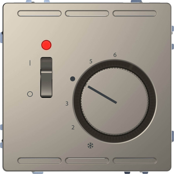 Merten MEG5760-6050 Raumtemperaturregler 230V mit Schalter und Zentralplatte, Nickelmetallic, System Design