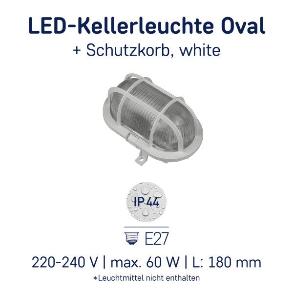 Müller Licht LED Leuchte OVAL Leuchte + Schutzkorb, white 20300022