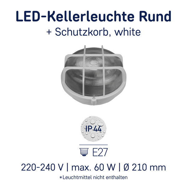 Müller Licht LED Leuchte RUND Leuchte + Schutzkorb, white 20300031