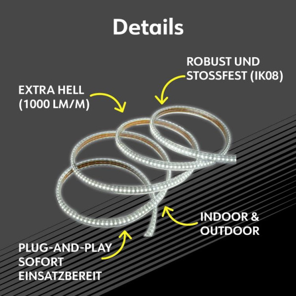 Müller Licht 21600028 LED Streifen 230V 25m 25000lm IP65 Kabeltrommel