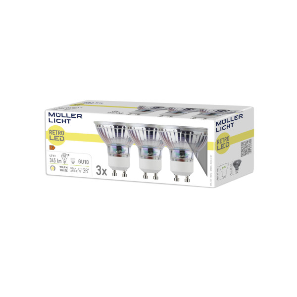 Müller Licht LED Spot 4.5W 220-240V GU10 345lm 36° 2700K Retro-2+1 400434