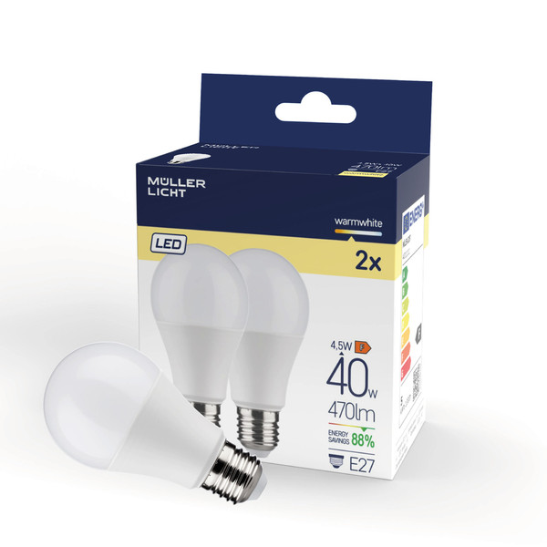 Müller Licht LED Lampe A55 Birne E27 40W 470lm 2700K 575-SMD/COB DUO 401111