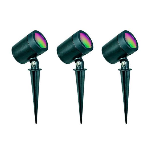 Müller Licht LED Outdoor Wegeleuchte tint LED-Gartenspots Flores, 3er-Set, Gen2, white+color 404041