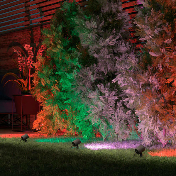 Müller Licht LED Outdoor Wegeleuchte tint LED-Gartenspots Flores, 3er-Set, Gen2, white+color 404041