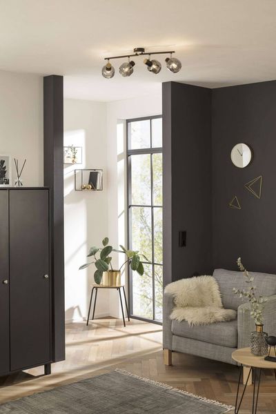 Näve E14 Deckenleuchte FUMOSO 80x10cm schwarz 1350222