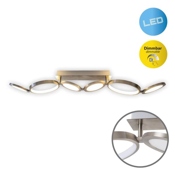 Näve Deckenleuchte STELARI 100x19cm Warmweiss stahl-blank dimmbar 1363750